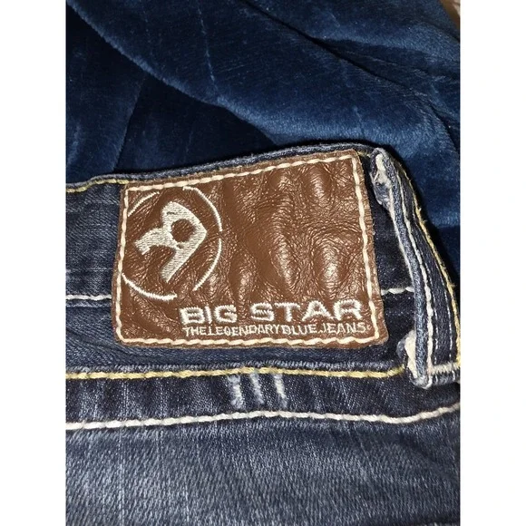 Big Star Selvaged Jeans 36 R. Dark Blue Destreed.